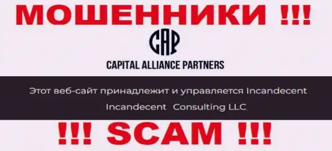 Юридическим лицом, управляющим internet-мошенниками Capital Alliance Partners, является Consulting LLC