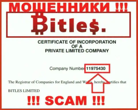 Номер регистрации обманщиков Битлес Еу, с которыми не советуем иметь дело - 11975430