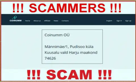 Coinumm fraudsters company address