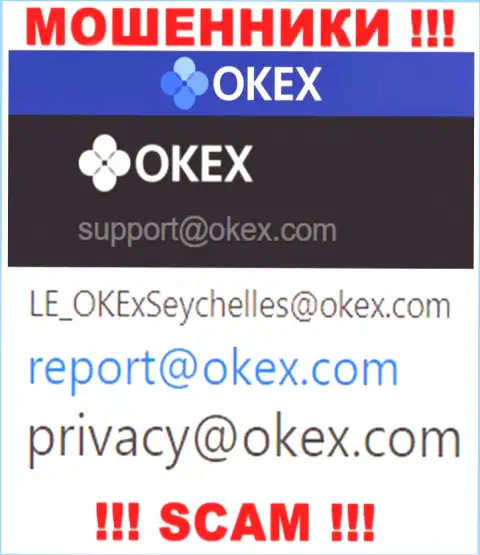 На веб-ресурсе мошенников ОКекс Ком приведен этот е-майл, куда писать рискованно !!!