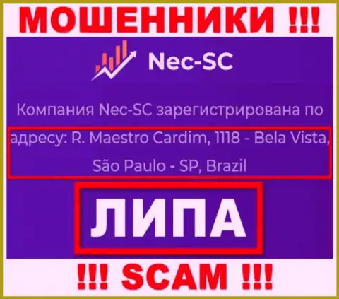 Где именно располагается организация NEC-SC Com неизвестно, информация на веб-сервисе развод
