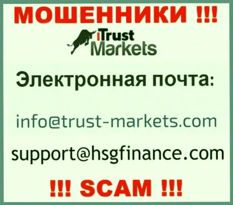 Организация Trust Markets не прячет свой е-мейл и представляет его на своем ресурсе