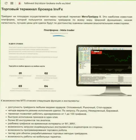 Обзор платформы Форекс дилинговой компании INVFX на сайте FullInvest Biz