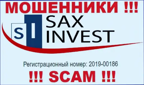SaxInvest - это еще одно кидалово !!! Номер регистрации указанной компании - 2019-00186