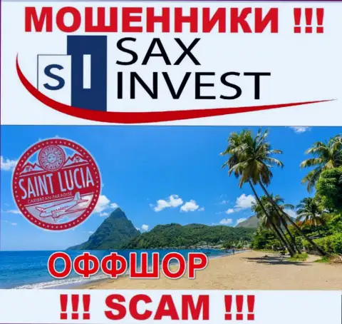 Поскольку Сакс Инвест находятся на территории Saint Lucia, украденные денежные вложения от них не вернуть