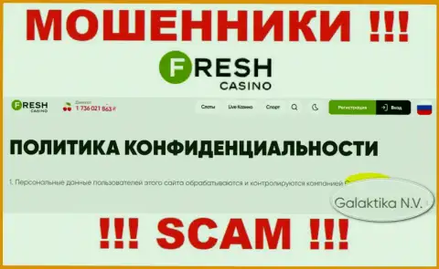 Юр. лицо мошенников Fresh Casino - это GALAKTIKA N.V