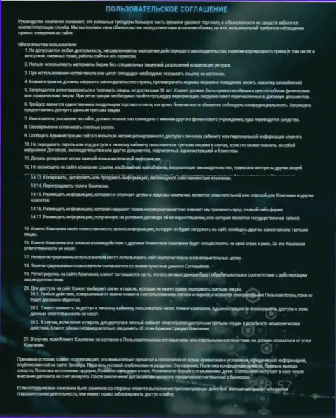 Пользовательское соглашение Zineera, опубликованное на веб-сайте дилингового центра