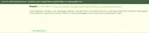 Хороший отзыв о брокерской компании Кауво Капитал на интернет-портале Revocon Ru