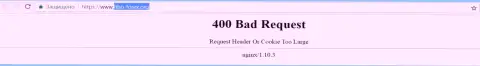 Официальный веб-ресурс брокера Fibo Forex некоторое количество суток вне доступа и показывает - 400 Bad Request (ошибка)