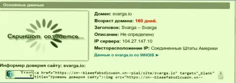 Возраст доменного имени форекс дилингового центра Svarga, согласно справочной информации, которая получена на интернет-сервисе doverievseti rf
